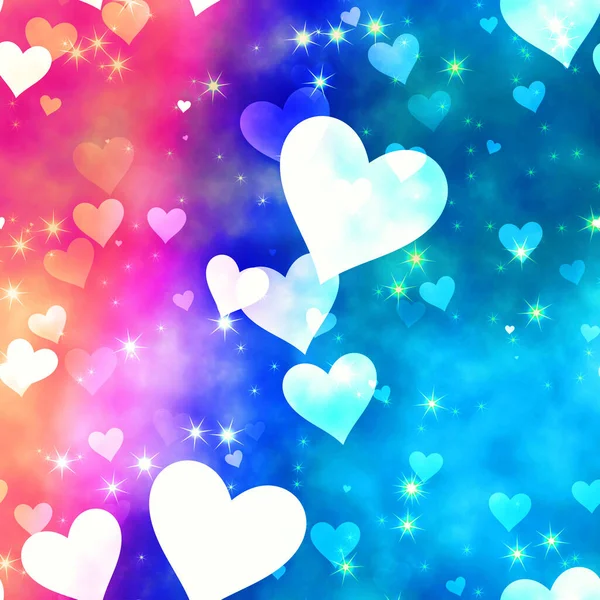 Красивый Фоновый Дизайн Сердца Мечтательными Облаками Звездами — стоковое фото