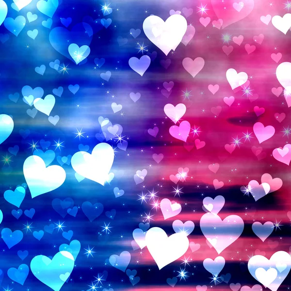 Pretty Love Heart Background Design Dreamy Clouds Stars — Stock Photo, Image