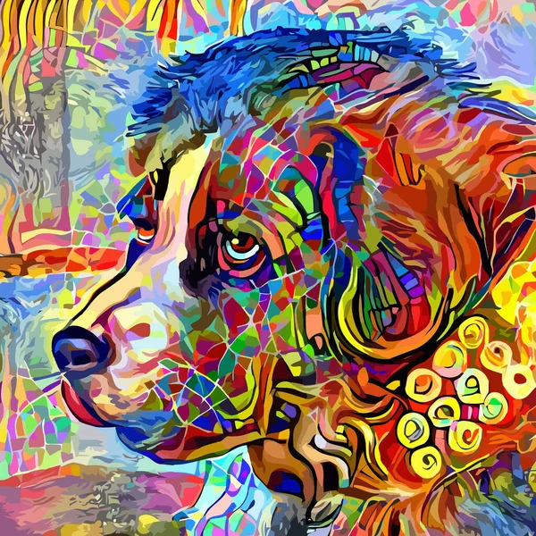 Retrato Estilo Impresionista Diseñado Artísticamente Pintado Digitalmente Perro Terranova — Foto de Stock