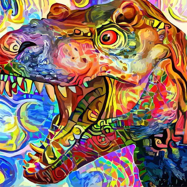 Diseño Artístico Pintado Digitalmente Estilo Impresionista Abstracto Retrato Dinosaurio Tiranosaurio — Foto de Stock
