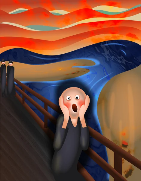 Homme hurlant sur le pont — Photo
