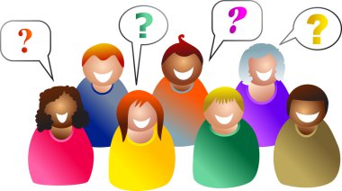 Konuşma balonları sorularla grup