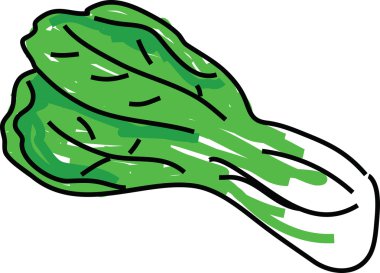 Elle çizilmiş pak choi çizgi film