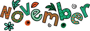 Kasım ayı için metin doodle.