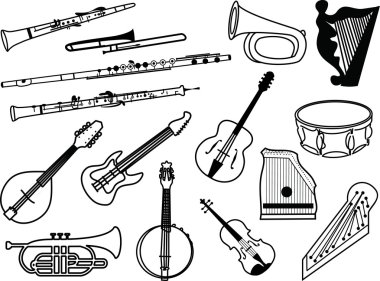 Musical instruments set clipart