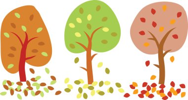 Sonbahar ağaçları ile sonbahar yaprakları