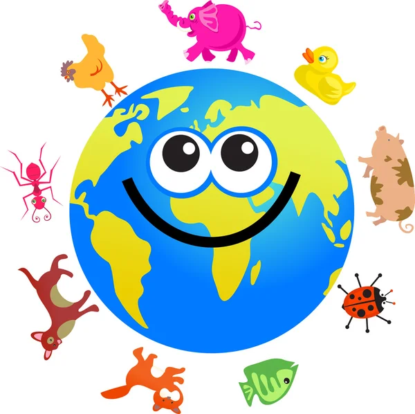 Animal globe cartoon — Stock Vector
