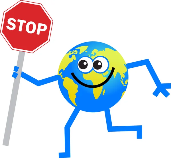 Arrêtez le dessin animé globe — Image vectorielle