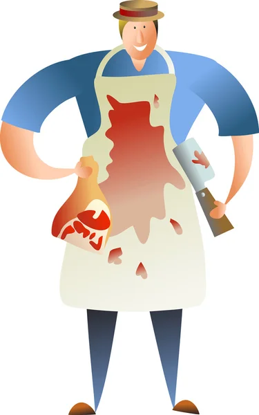 Butcher With Meat Cleaver — Stock Vector