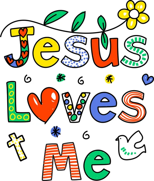 Sinal que diz que Jesus me ama  . —  Vetores de Stock