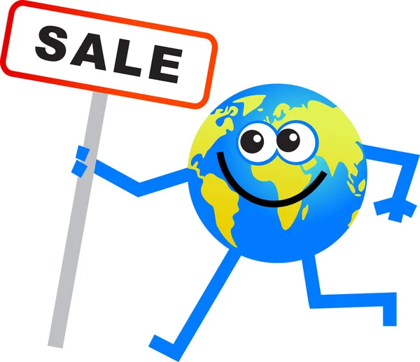 Sale globe cartoon — Stock Vector