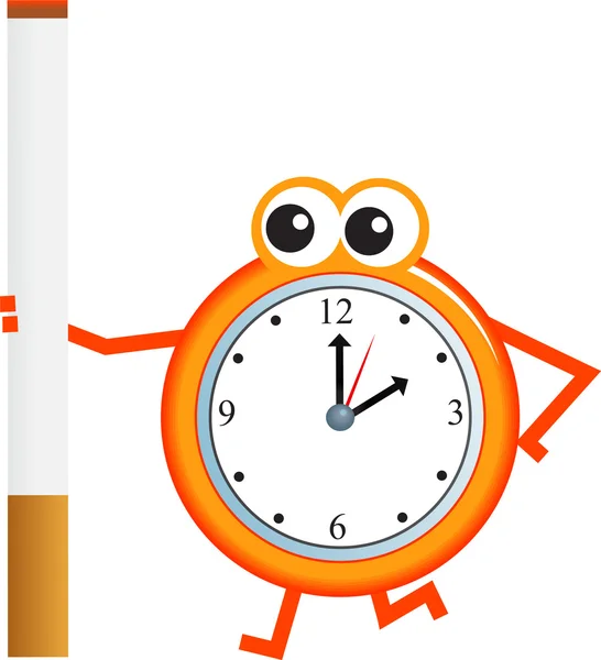 Sigaretta orologio tempo cartone animato — Vettoriale Stock
