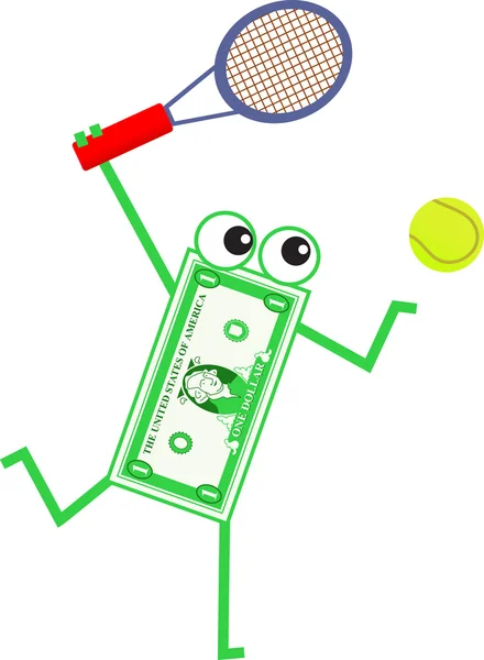 Tennis dollar cartoon — Stock Vector