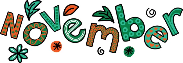 Kasım ayı için metin doodle.