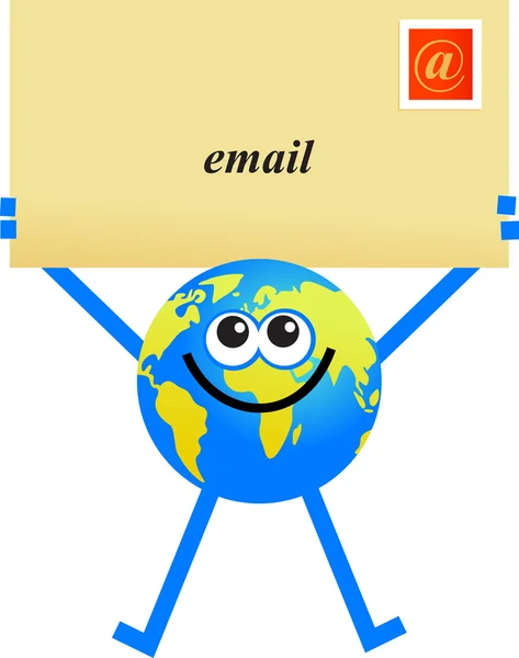 E-mail globe cartoon — Stockvector