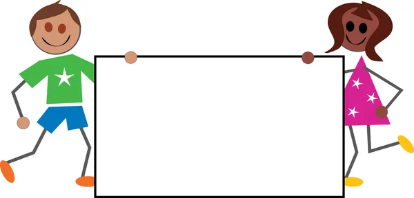 Cartoon crianças sinal — Vetor de Stock