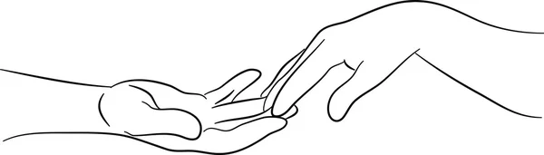 Αρσενικά και θηλυκά χέρι επαφή μεταξύ τους — Διανυσματικό Αρχείο