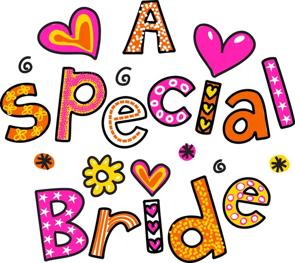 Cartoon text that reads A SPECIAL BRIDE. — Stock Vector