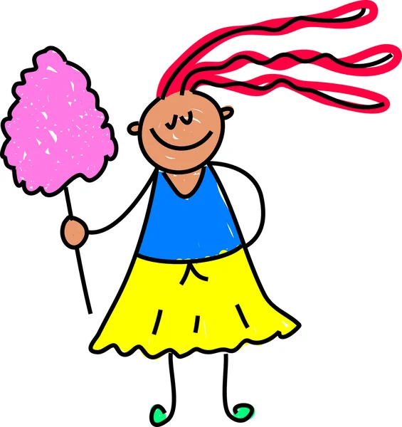 Cartoon-Mädchen mit Zuckerwatte — Stockvektor