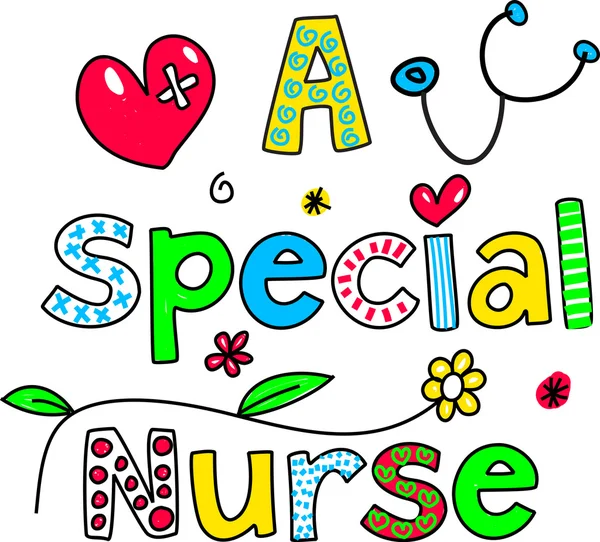 Cartoon text that reads - a special nurse — Stock Vector