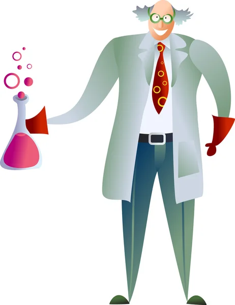 Crazy cartoon mad scientist man — Stock Vector