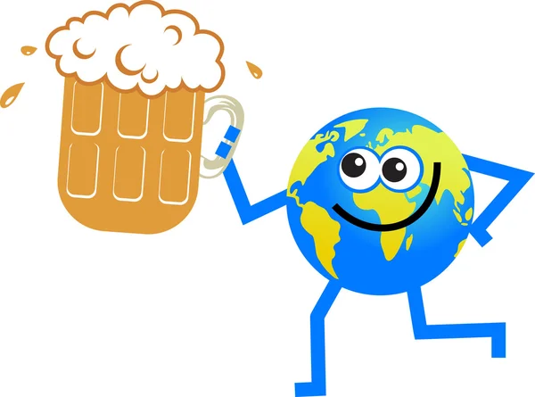 Birra globo cartone animato — Vettoriale Stock
