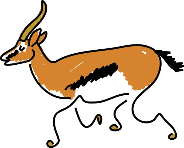 Child's drawing of gazelle — Stock Vector