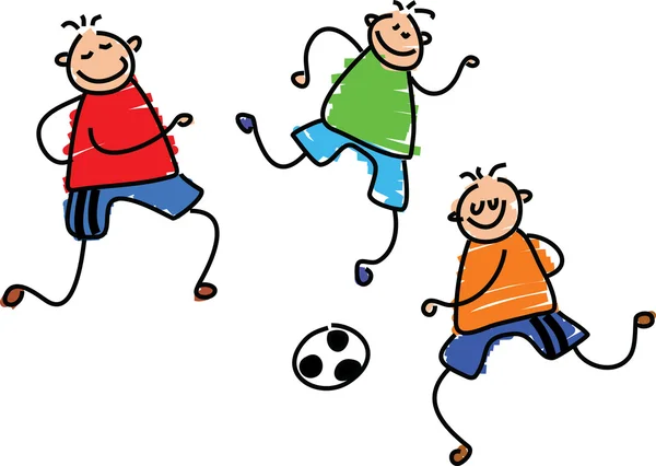 Grupo de chicos jugando al fútbol — Vector de stock