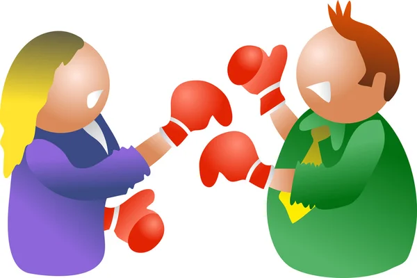 Battle of the sexes with boxing gloves — Stock Vector