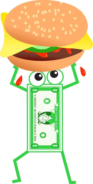 Burger dollár rajzfilm — Stock Vector