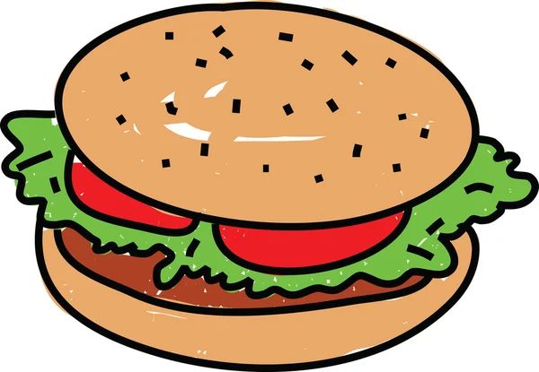 Dibujos animados de una hamburguesa con queso . — Archivo Imágenes Vectoriales