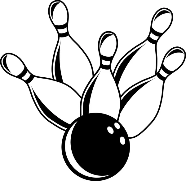 Bowling skittles en bal schets — Stockvector
