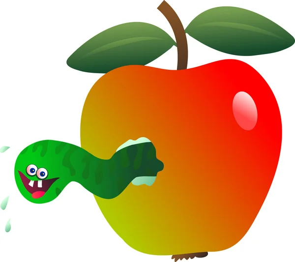Maggot apple — Stock Vector