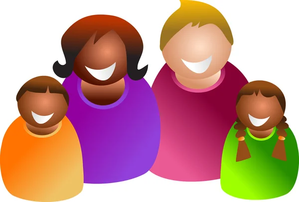 Familia interracial feliz — Vector de stock