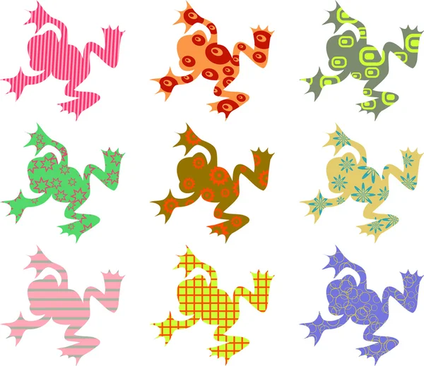 Ranas silvestres con dibujos — Vector de stock