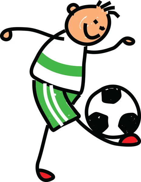 Dessin animé garçon jouer au football — Image vectorielle