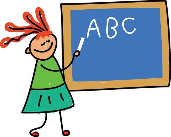 Cartoon kinderen en schoolbord — Stockvector