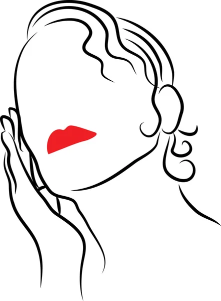 Silhouette lines of the woman's face — Stock Vector