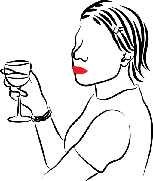 La ragazza che beve un cocktail — Vettoriale Stock