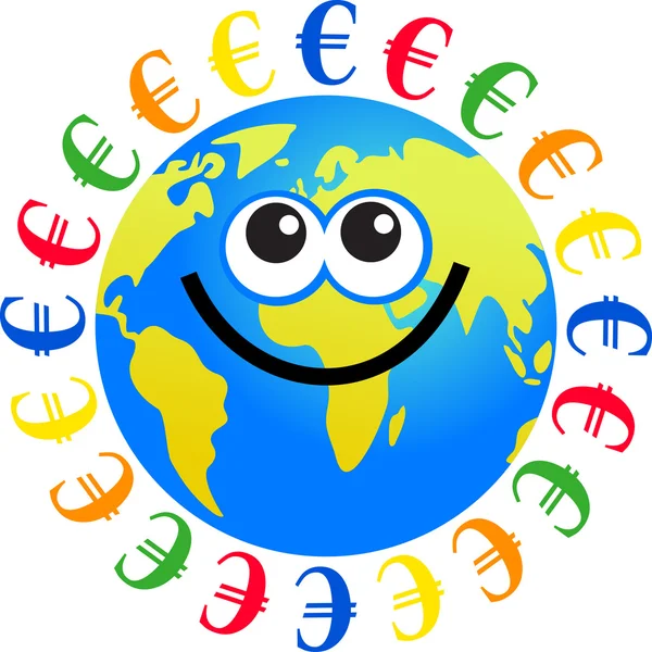 Euro globo de dibujos animados — Vector de stock