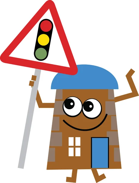 Traffic-light huis cartoon — Stockvector