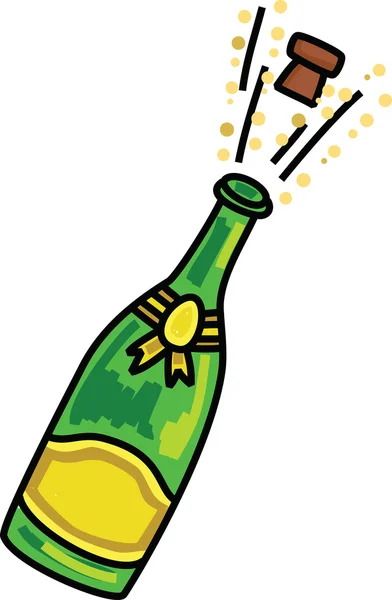 Champagne with the cork shooting out — Stock Vector