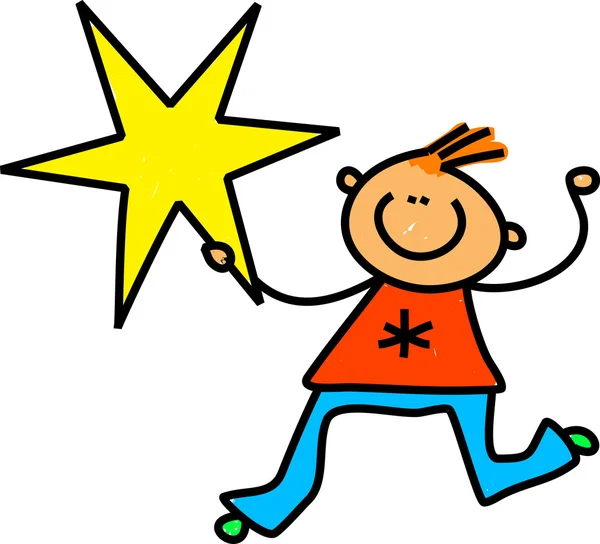 Crianças felizes com estrela — Vetor de Stock
