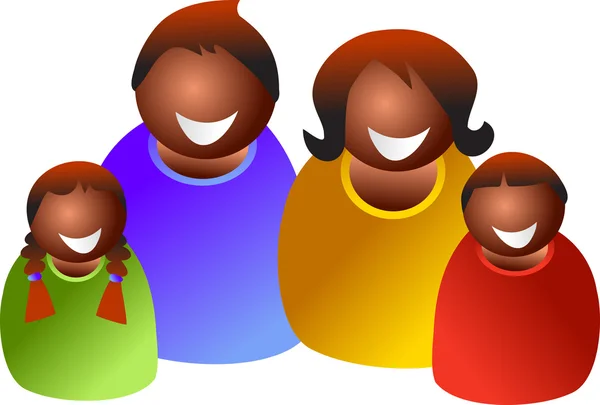 Afrikaanse en gelukkige familie — Stockvector