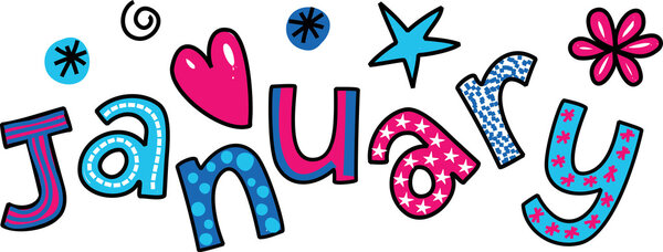 Text doodle for the month of January.