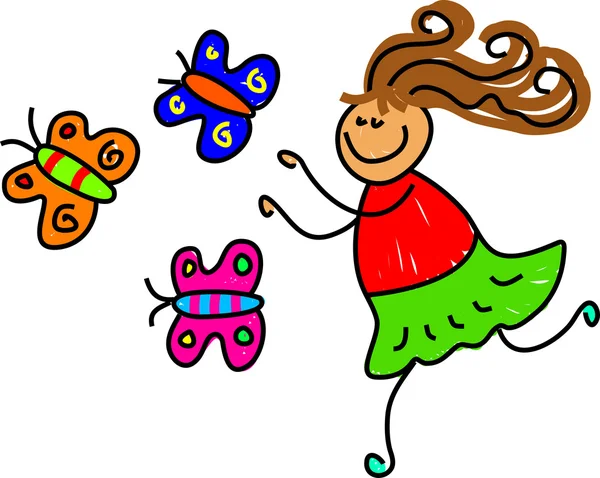 Papillon et dessin animé pour enfants — Image vectorielle