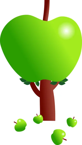 Green apple tree — Stock Vector