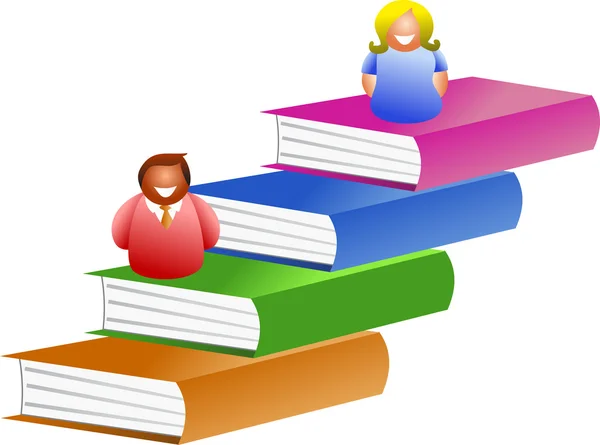 Book people sitting on books — Stock Vector