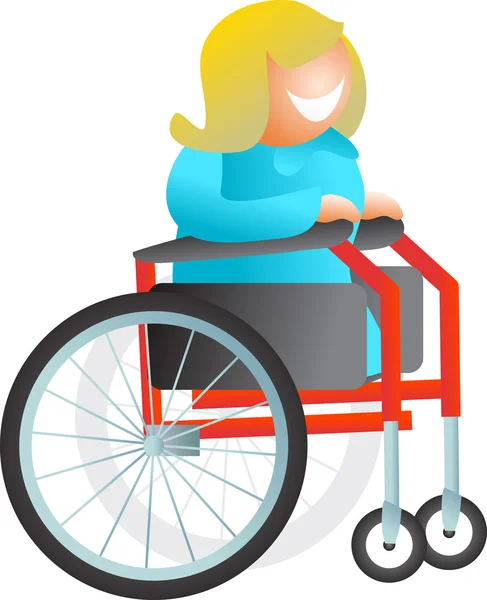 Wózek inwalidzki kobieta kreskówka — Wektor stockowy
