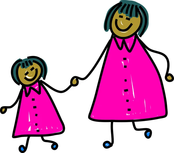 Mother and daughter holding hands. — Stock Vector